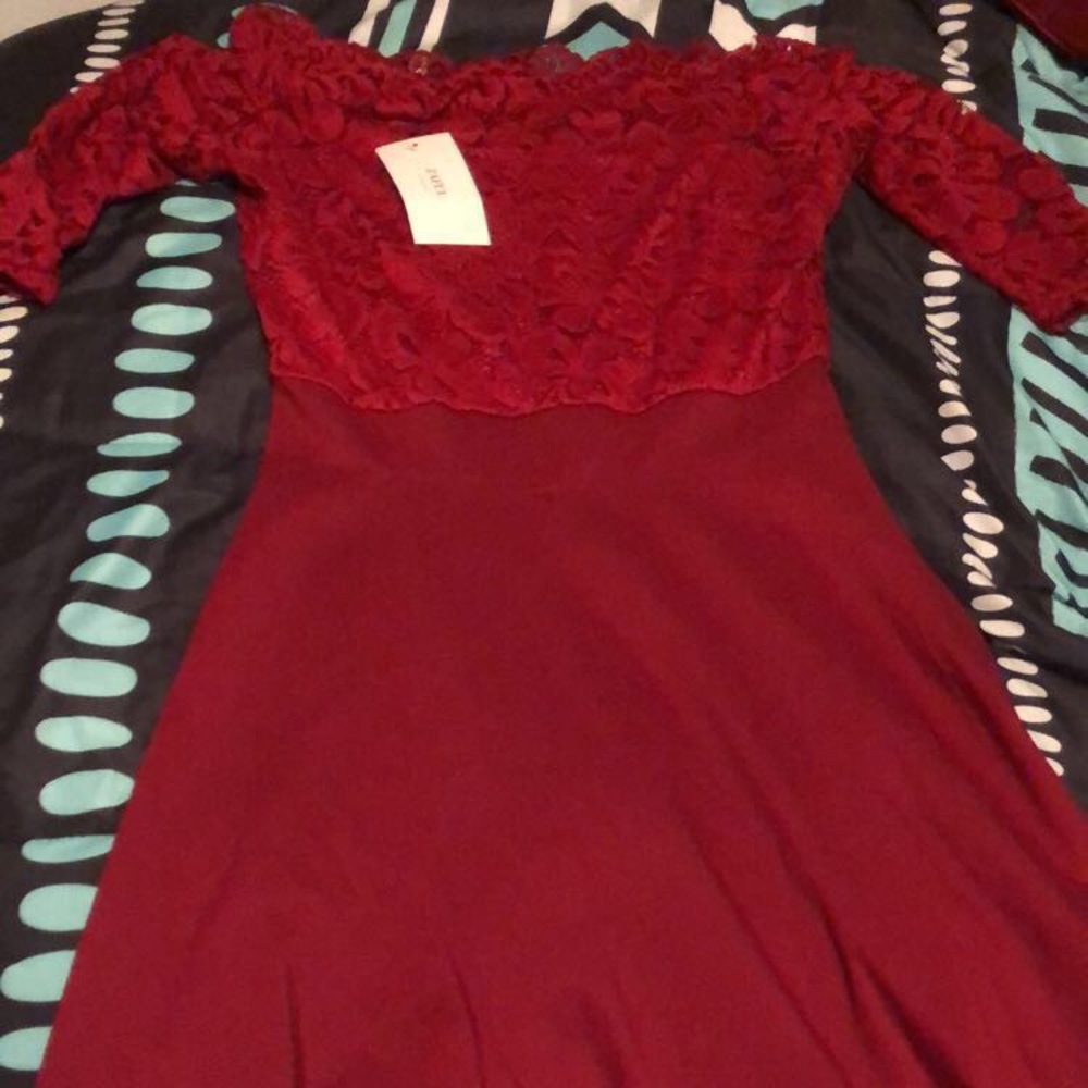 Red off the shoulder dress